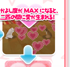 なかよし度がMAXになると、二匹の間に愛が生まれる！