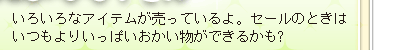 いろいろなアイテムが売っているよ。セールのときはいつもよりいっぱいおかい物ができるかも?